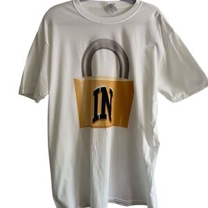 Gildan White Short Sleeve Tee with Minimalist Padlock Design